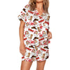 Nutcracker Pajamas Women Christmas Pajama Set Short Sleeve Tops+Elastic Waist Shorts Santa Claus Avatar Print Sleepwear Outfits