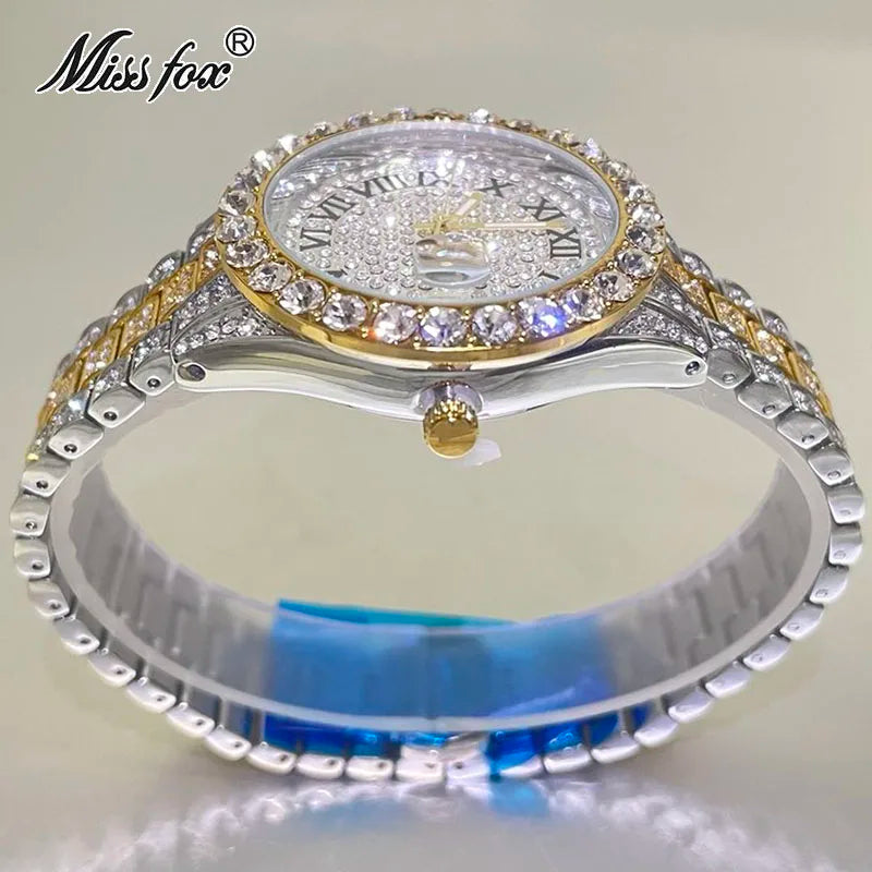 MISSFOX Pink Women Watches Luxury Small Face Elegant Quartz Watch For Ladies Icy Look Party Jewelry Mini Babe So Cute Arm Clock