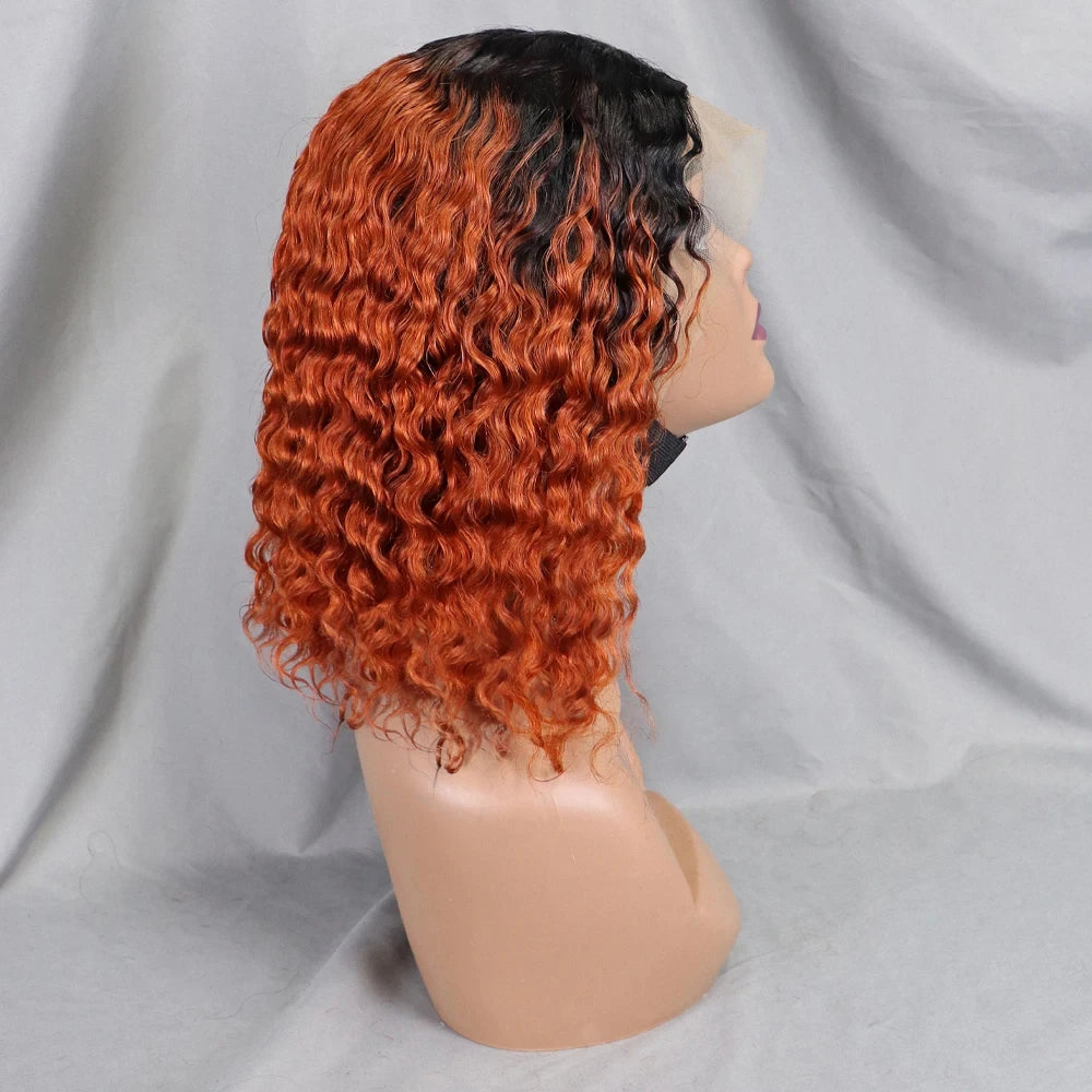 10-16 Inches 200% Density Water Wave Bob Human Hair Wigs  Short Deep Curly Brazilian Remy Human Hair Wigs for Black Women