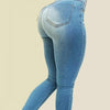 Woman's pure color jeans denim high waist jeans street play cultivate one's morality pants shaping figure with high waist jeans