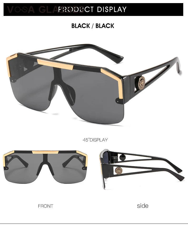 2023 Luxury Big Square Sunglasses Women Brand Designer Retro Blue Sun Glasses For Female Oversized Black Shades Oculos UV400