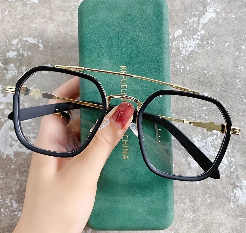 -1 -1.5-2-2.5-3 Double Beam Square Myopia Glasses  Men Women Retro  Anti Blue Ligh Nearsighted Prescription  Computer Eyeglasses