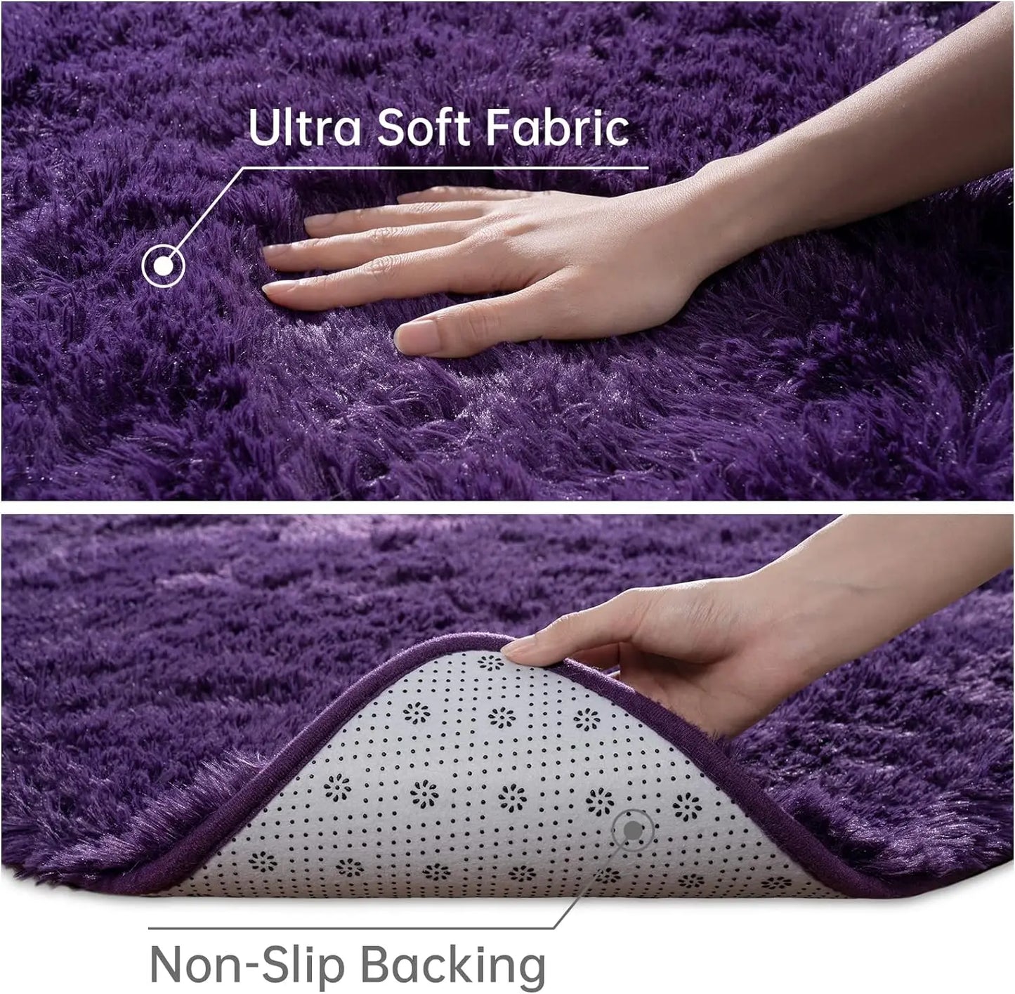 Fluffy Bedroom Rug Carpet Shaggy Fuzzy Rugs for Bedroom Thick Black Area Rugs for Living Room Rugs  for Girls Boys