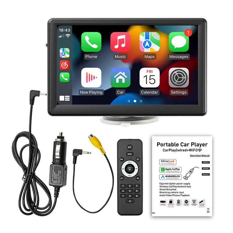 7" Screen Car Monitor Radio Wireless Carplay Android-Auto Bluetooth FM Transmitter Touch Screen Multimedia Video Player B500W
