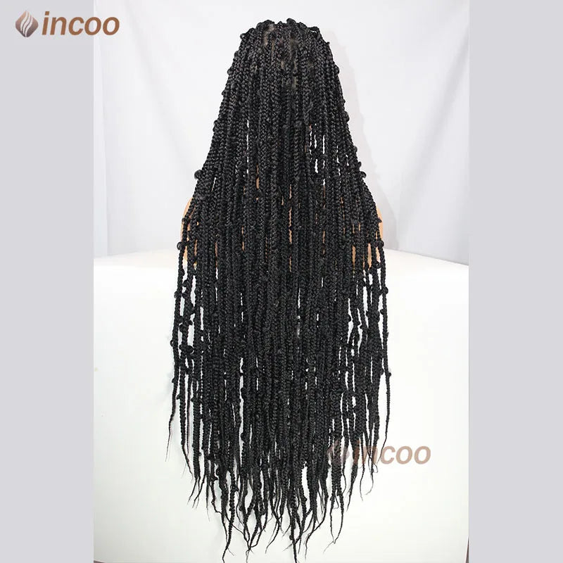 36 Inches Synthetic Lace Braided Wigs Butterfly Braids Lace Wig For Black Women Braid Wigs On Sale Clearance Box Braids Lace Wig