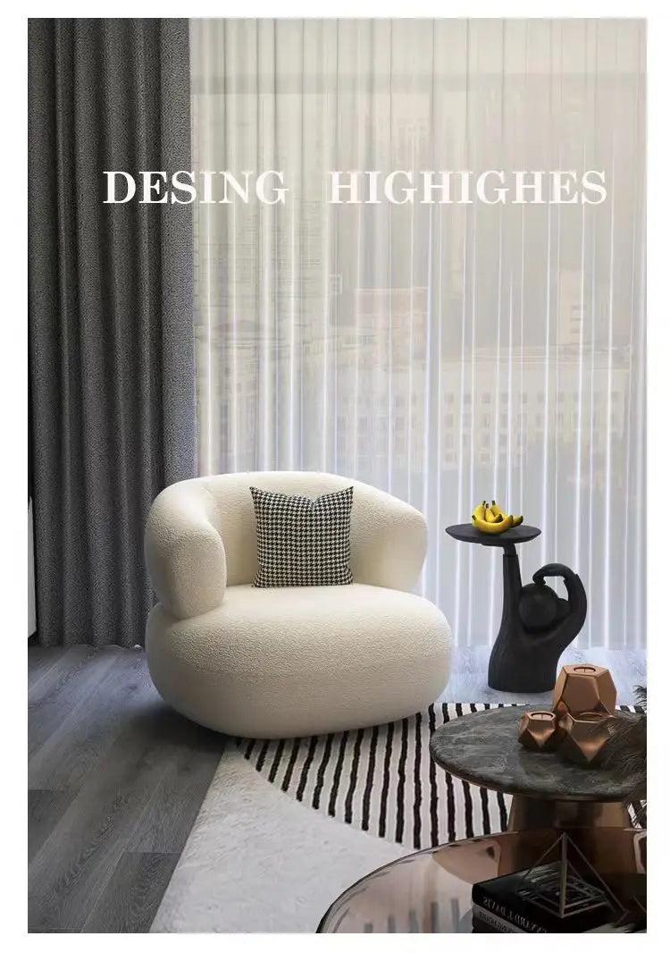 Small unit living room balcony leisure small sofa lamb wool single sofa ins style lazy sofa chair