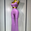 Women Sexy Bandage Crop Top Pant Set Evening Party Club Luxury Birthday High Street Fashion Elegant Luxury Birthday Outfit ﻿