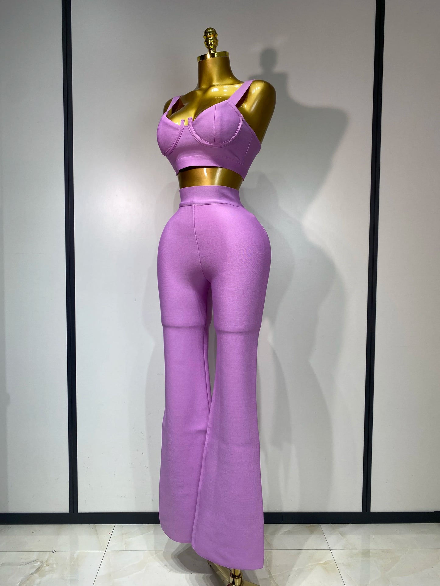 Women Sexy Bandage Crop Top Pant Set Evening Party Club Luxury Birthday High Street Fashion Elegant Luxury Birthday Outfit ﻿