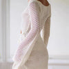 Mesh Crochet Long Beach Shirt Women Solid Cover Up Ladies Long Sleeve Hollow Out 2025 Sexy Beachwear Bathers Swim Bathing Suit