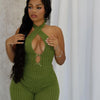 Women Knit Halter Bow Sleeveless Long Jumpsuits 2025 Summer Backless Sexy Outfits Night Club Party One Piece Rompers