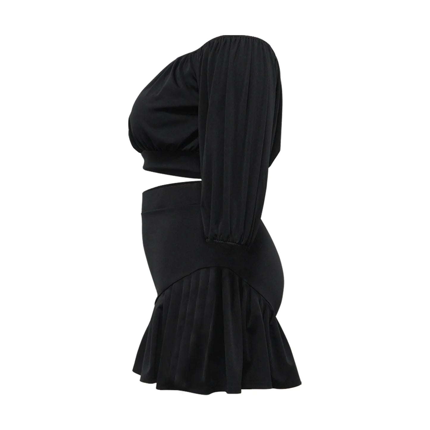 CM.YAYA Plus Size Women's Set Long Sleeve Slash Neck T-Shirt and Shorts 2025 Summer Ruched Two 2 Piece Set Outfits Tracksuit