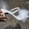 Comemore Transparent Pumps Slip-On Thin Heel High Heels Slide Slipper Womens Party Shoes Nightclub White Women's Sandal Size 43