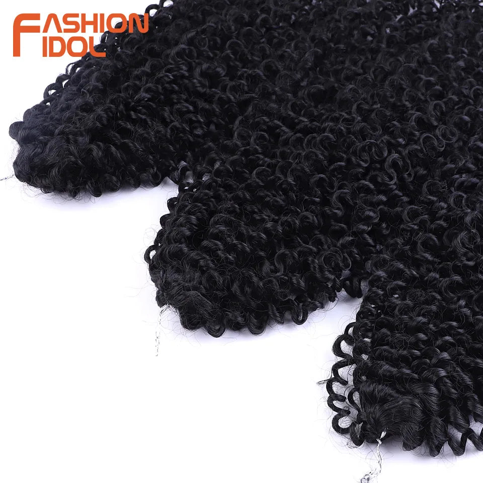 FASHION IDOL 200g 3pcs Afro Kinky Curly Braiding Hair Synthetic Crochet Hair 18 Inch Ombre Brown Passion Twist Hair Extensions