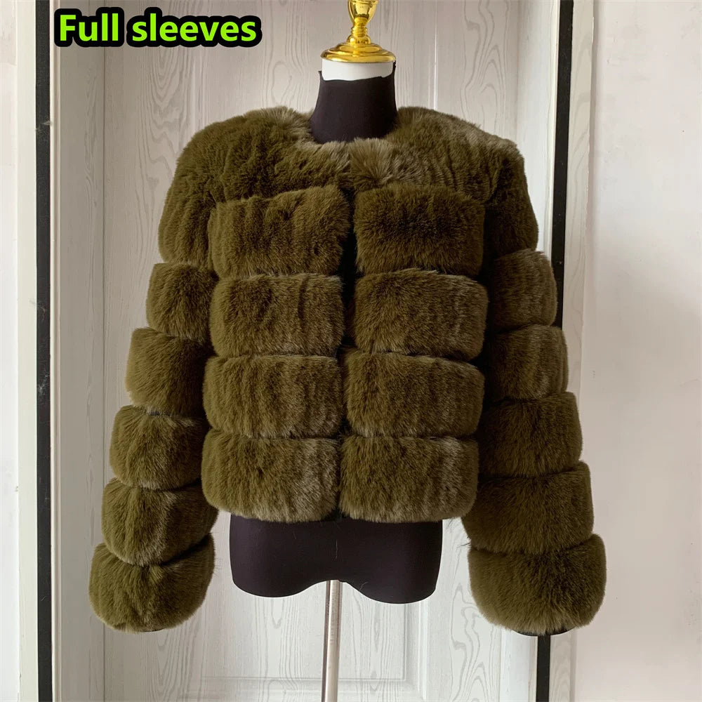 Damenmode Kunstpelzmantel superheiß Herbst Winter Damen kurze Kunstfuchsjacke flauschig hohe Qualität 7XL Damen Pelzmäntel