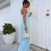 Mingmingxi Summer Elegant Strapless Chiffon Dress 2024 New Arrivals Blue Maxi Pleated Dress Fashion Casual Women's Clothing