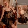 Sexy Elegant Lingerie Nightgowns Perspective Women Elegant Nightwear Lace Trim Sleepwear Woman Sleeveless Suspender Nightdress