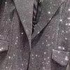 Blingbling Water Drill Suits Jacket 2023 New Spring Loose Long Sleeve Cardigans Mid-long Tailored Collar Women Blazers Coat