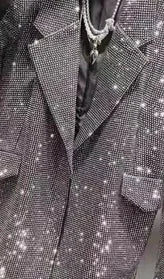 Blingbling Water Drill Suits Jacket 2023 New Spring Loose Long Sleeve Cardigans Mid-long Tailored Collar Women Blazers Coat