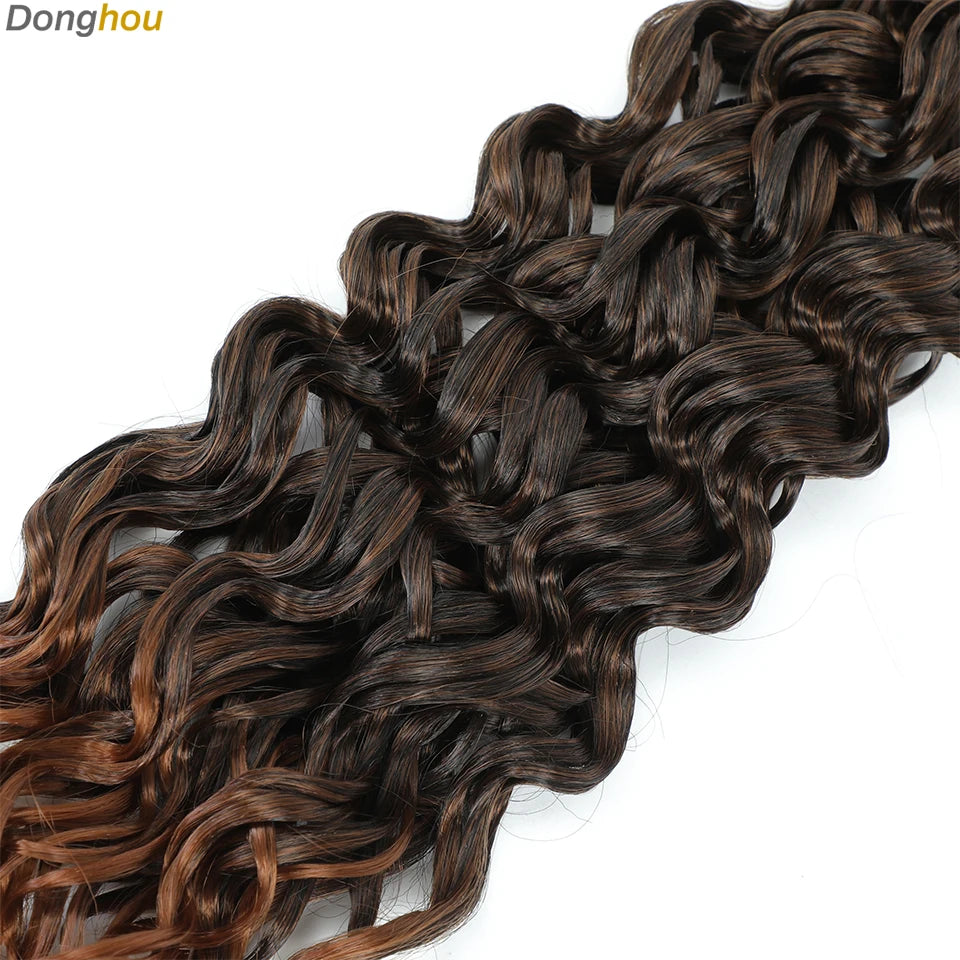 Beach Curl Crochet Hair Gogo Curl Crochet Hair 18 Inch Ombre Brown Blonde Bug Ginger T30 Synthetic Deep Wave Twist Crochet Braid