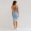 Summer New U Neck Halter Denim For Women's Dresses Fashion Slim Fit Wrap Hip Retro Female Party Sexy Split Denim Dresses