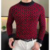 Autumn Winter Velvet Knitted Sweater Men's Long Sleeve Round Necked Sweater Slim Fit Casual Business Knitwear Tops Men Clothing