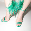 Summer new feather flower silk ribbon sexy open-toe sandals thin high-heeled banquet dress fashionable large-size women's shoes