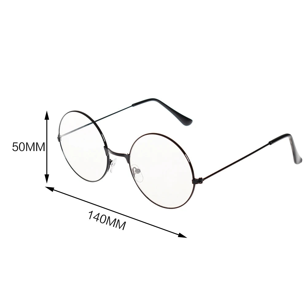 New Metal Frame Glasses Clear Round Lens Eye Glasses for Women Men Large Oversized Eyeware Harajuku Decorative Glasses Gifts