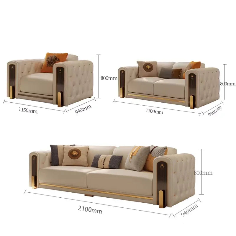 Elegant Luxury Modern Sofa Designs Royal Set Designer Leather Sofa Lounge Loveseat Divano Soggiorno Living Room Furniture