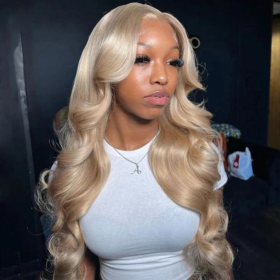 Synthetic Lace Front Wigs Ash Blonde Wavy Wig Soft Synthetic Hair Wig Frontal Lace Wigs Cosplay Daily Use Party Wigs