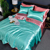 Nordic Satin Silk Bedding Set with Duvet Cover Bed Sheet Pillowcases Luxury Solid Single Double Couple Pillow Case Bedsheet