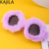 Cat Eye Sunglasses Women Punk Soft Fur Velvet Ladies Sun Glasses 2024 Luxury Brand Trendy Shades Eyewear Oculos De Sol Feminino