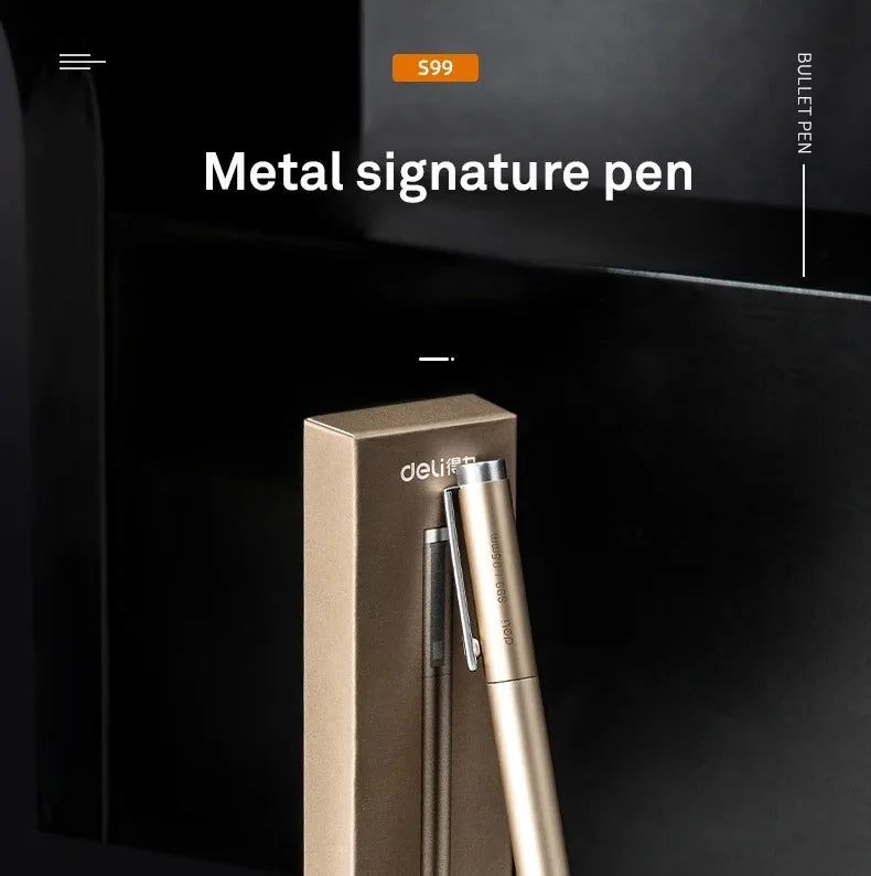DELI Metal Sign Pen 0.5mm Gel Ink Pens Golden Silver Color Metallic Writing Pen Office Supplies