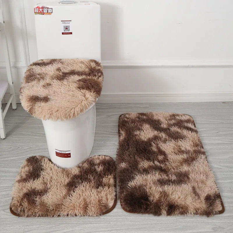 Soft Bathroom Rug 3-Piece Bathroom Rug and Rug Set Anti-Slip Mat Set Toilet Mat Set Bathroom Rug Set 3-Piece