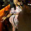 Women Sexy Bodycon 2 Piece Outfits V Neck Zip Up Long Sleeve Crop Top Midi Dress Skirt Set Plus Size Party Club Clubwear