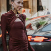 Mozision Hollow Out Long Sleeve Sexy Maxi Dress For Women Gown Autumn Winter New Metal Buckle Ruched Slit Long Dress Elegant