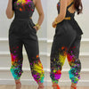 New Summer Fashion Printed Sleeveless Jumpsuit Sexy Hollow Backless Lace Up Long Jumpsuits Elegant Casual Jumpsuit With Pocket