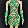 High Quality Sparkling Rainestone Sexy Bodycon Mini Dress Birthday Celebrate Evening Party Dress