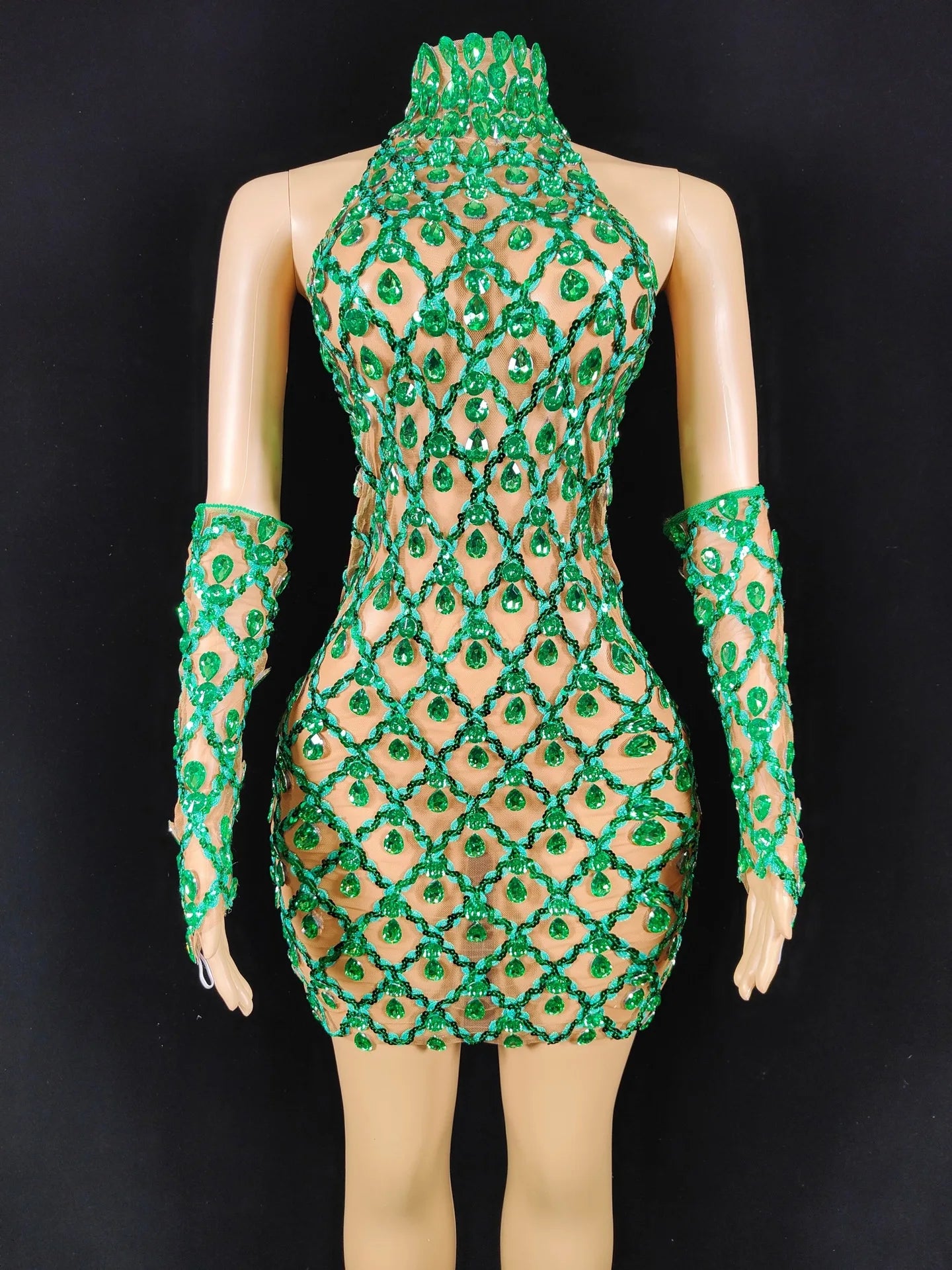 High Quality Sparkling Rainestone Sexy Bodycon Mini Dress Birthday Celebrate Evening Party Dress