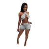 Two Piece Sets for Women Ruched Bandage Criss Cross Solid Women 2024 Spring Backless Club Crop Top and Shorts Matching Set