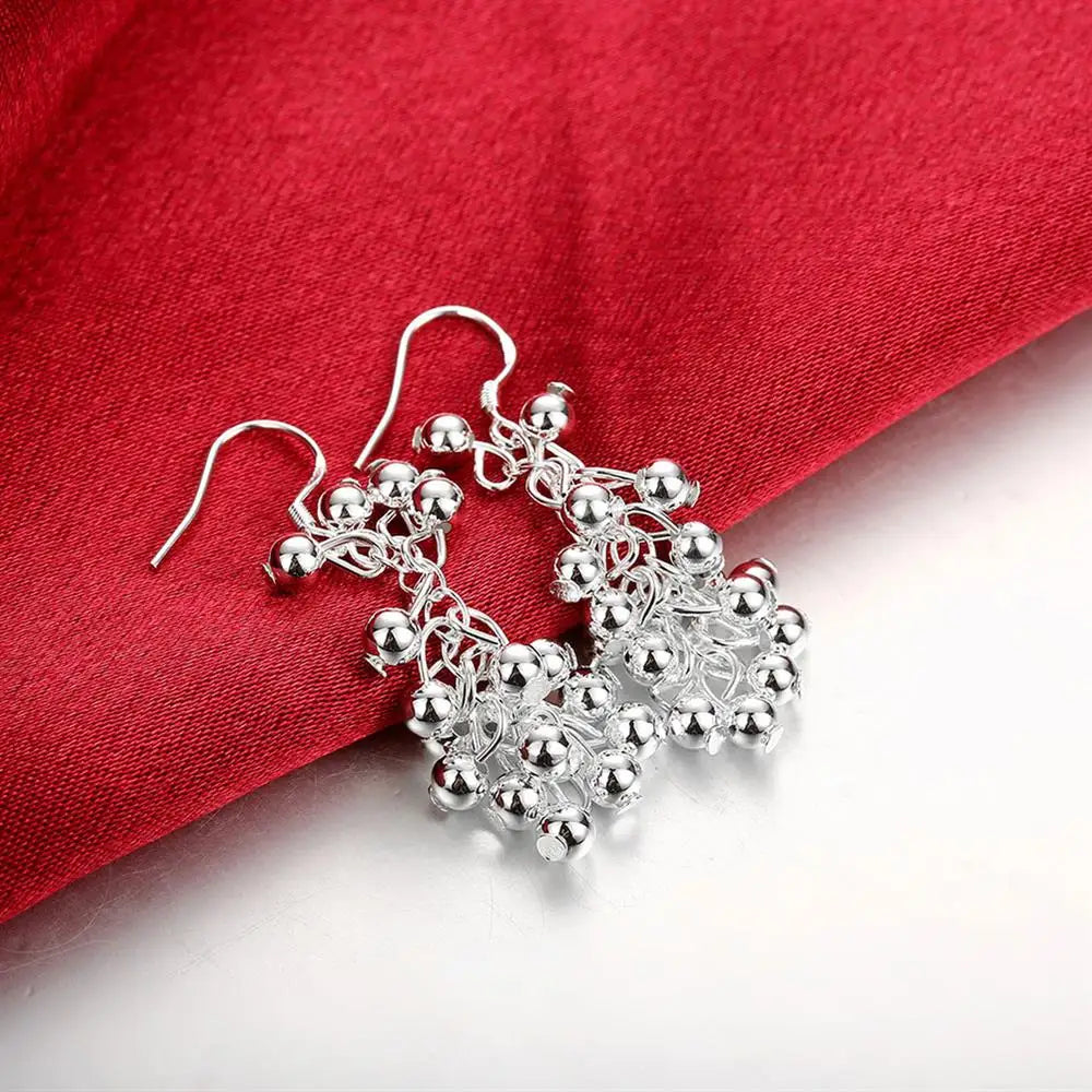 925 Sterling Silver elegant Grape beads Bracelet necklace earrings Jewelry set for women Fashion Party wedding accessories Gifts
