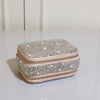 Diamond-set Double Zipper Jewelry Portable Storage Box With Mirror Ring Earrings Necklace Rhinestones Case Lipstick Makeup