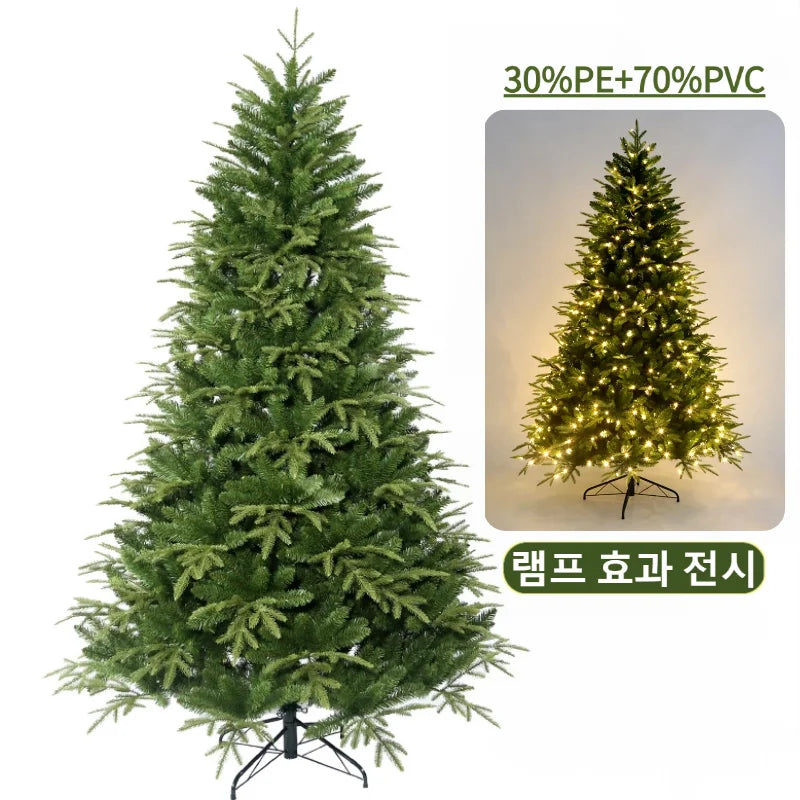 Artificial Christmas Tree PE+PVC Encryption with LED Lights Large Christmas Tree 120CM-240CM Home Christmas New Year Decorations