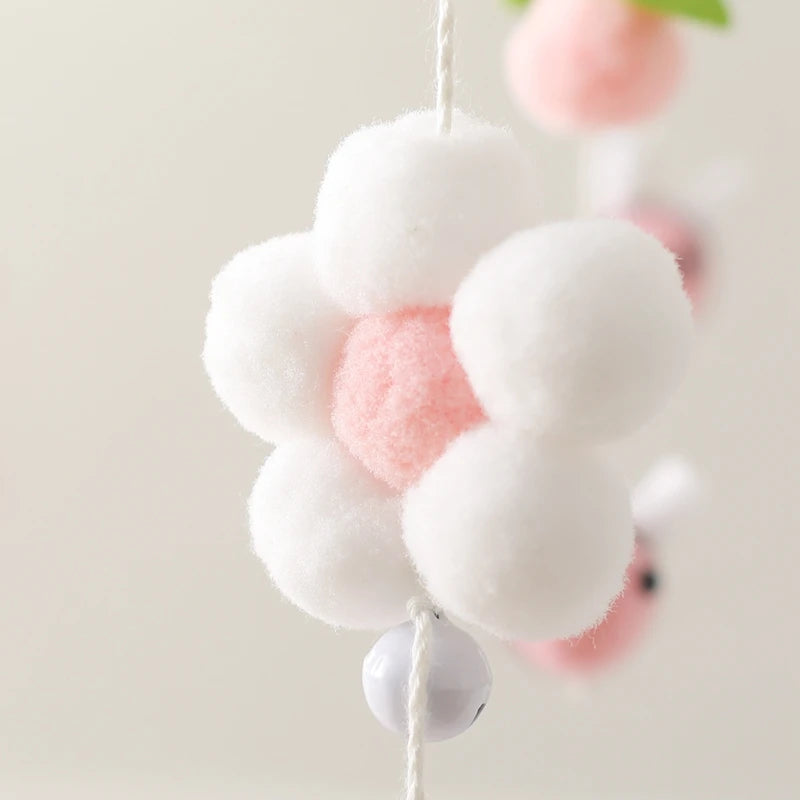 Baby Crib Mobile Bed Bell Rattle Toys Wooden Crochet Stars Pendant Bed Bell Toys Newborn Comfort Crib Bracket Hanging Toys Gifts