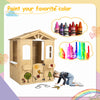 LZBEITEM Wooden Playhouse for Kids Outdoor with Working Door, Windows, Mailbox, Bench, Flowers Pot Holder, 39" x 38" x 55.5"