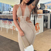 BWQ Knitted Lace Up Halter Midi Dress Women Bodycon Sexy Streetwear Party Club Outfits Beach Crochet Long Dress Fall Winter