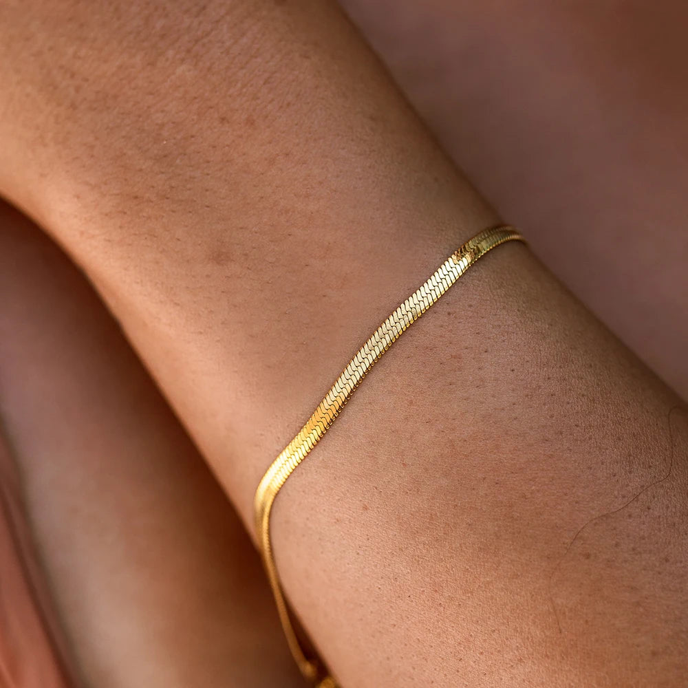 eManco Stainless Steel Adjustable Classic Snake Chain Bracelet Women's Gold Plated Jewelry Wholesale