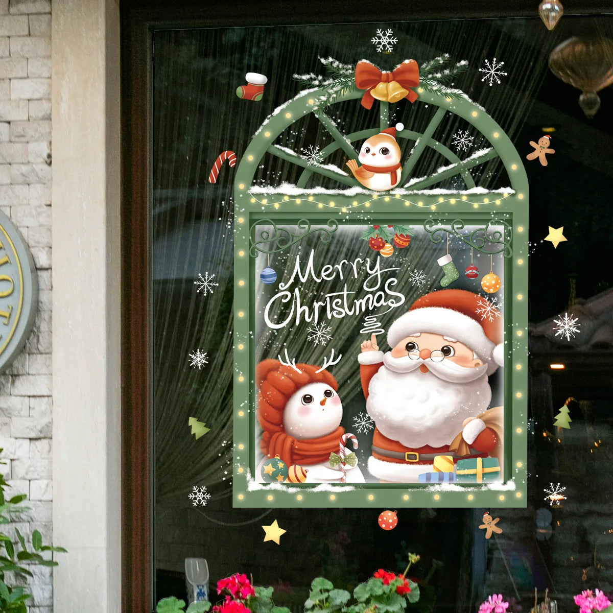 Santa Snowman Christmas Window Stickers Wall Decals New Year 2025 Christmas Home Decor Merry Christmas Xmas Decorations Gifts
