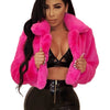 Fashion Faux Fur Open Stitch Lapel Crop Jackets Women Clothing Autumn Winter Solid Long Sleeve Warm Furry Fluffy Coat Outer Wear