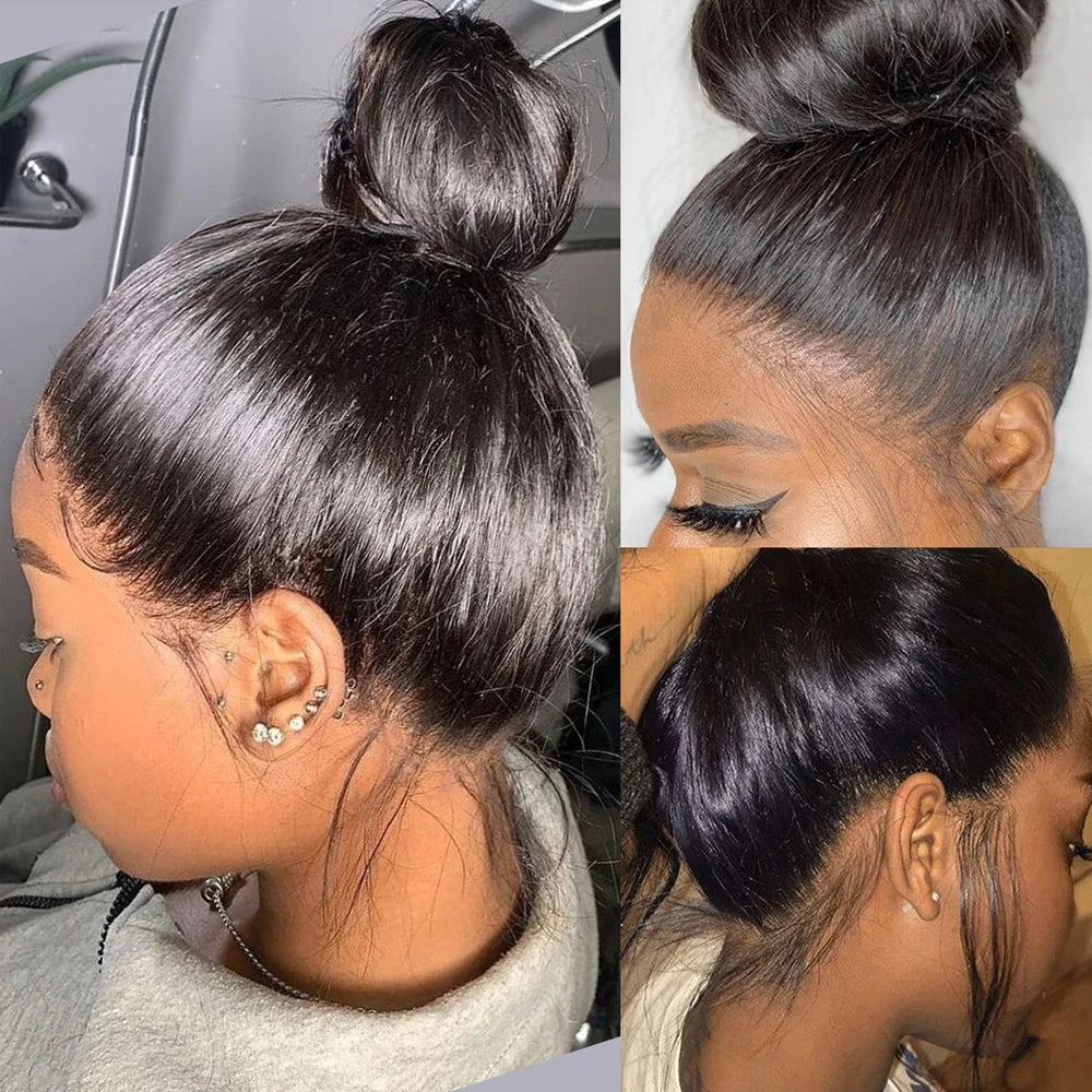 250 Density 360 Full Lace Wigs 100% Human Hair Glueless PrePluck Brazilian Straight 13x4 Transparent Lace Frontal Wig For Women