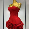 Women Sexy Strapless Flower Prom Gown Mini Dress Celebrity Red Carpet Fashion Evening Party Celebrate Birthday Club Dresses